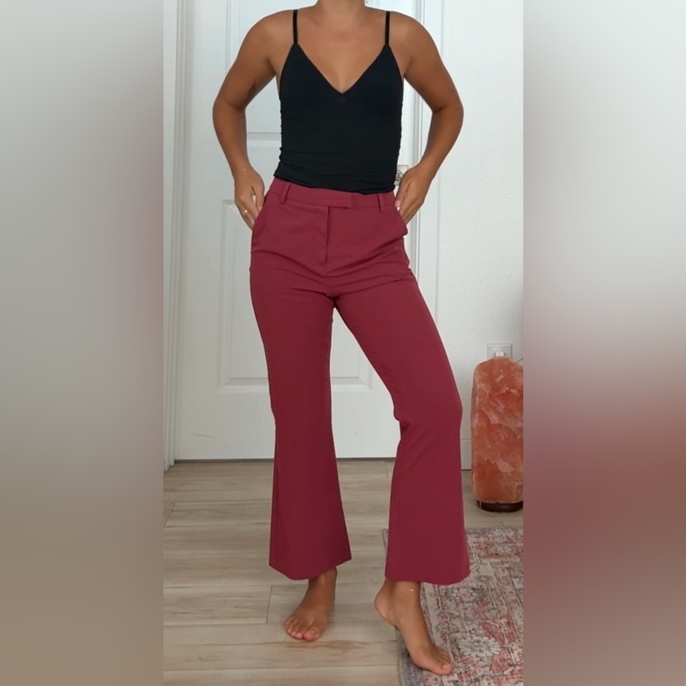Topshop Burgundy Flare Pants